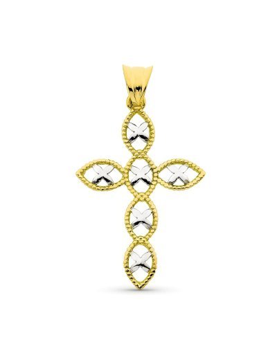 18K CRUZ ORO BICOLOR 36X23 MM