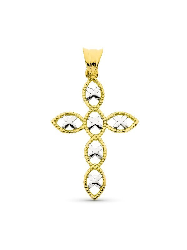 18K CRUZ ORO BICOLOR 36X23 MM
