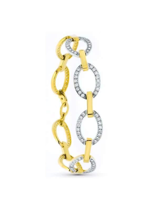 18K PULSERA ORO BICOLOR ESLABONES...