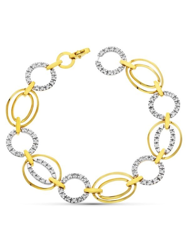 18K PULSERA ORO BICOLOR ESLABONES...