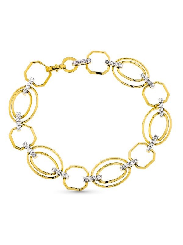 18K PULSERA ORO BICOLOR ESLABONES Y...