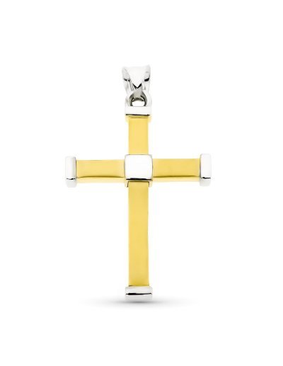 18K CRUZ ORO BICOLOR HUECA...