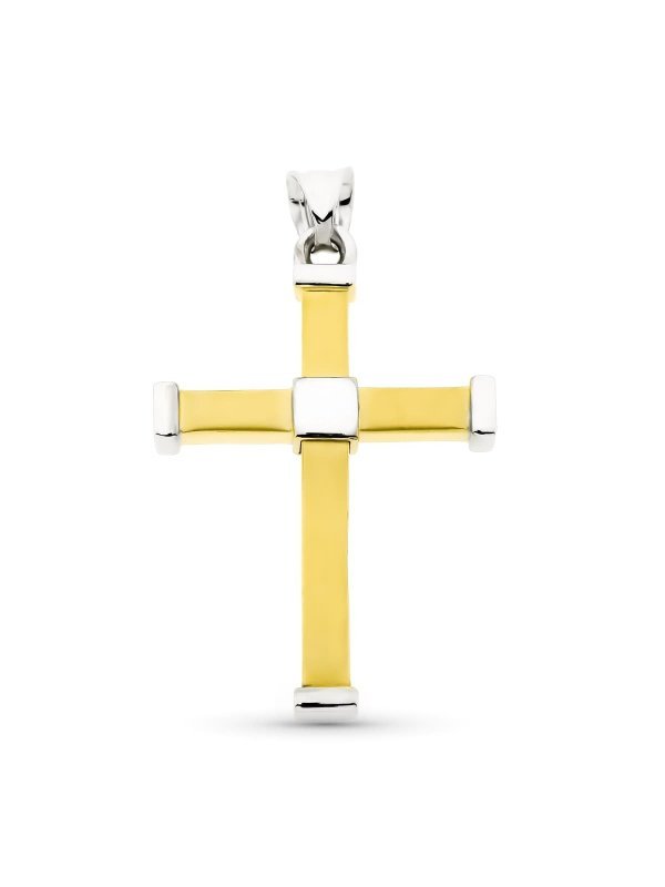 18K CRUZ ORO BICOLOR HUECA BICOLOR...