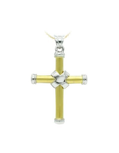 18K CRUZ ORO BICOLOR HUECA...