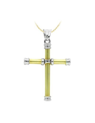 18K CRUZ ORO BICOLOR HUECA...