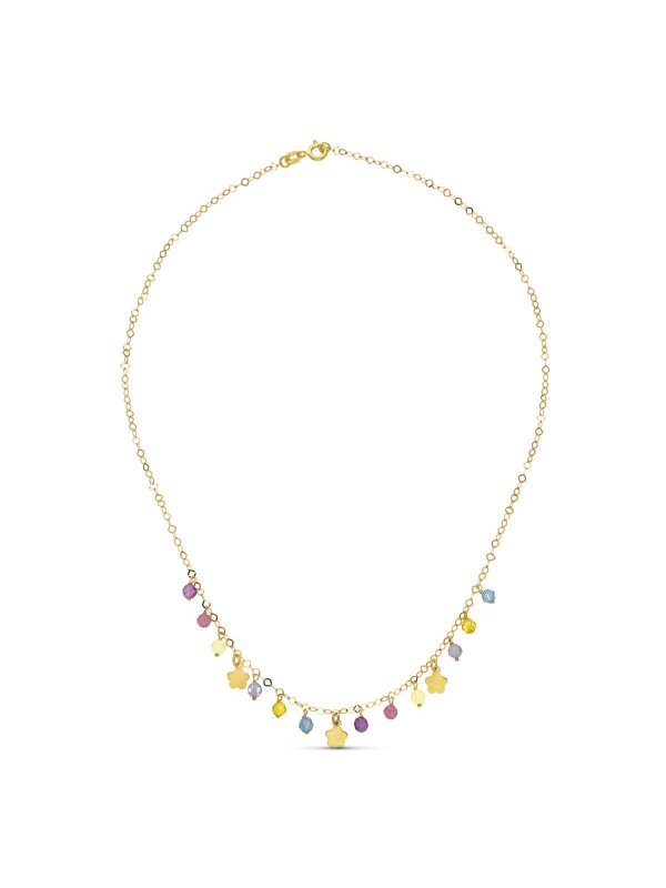 18K GARGANTILLA ORO AMARILLO FLORES Y...