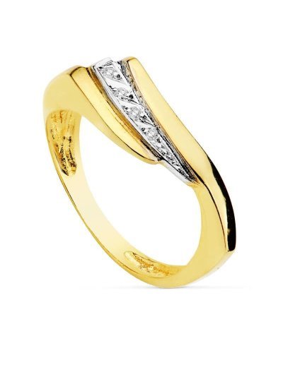 18K SORTIJA BICOLOR CIRCONITAS