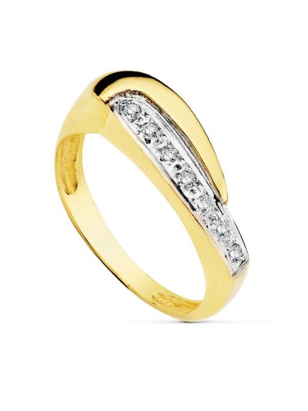 18K SORTIJA BICOLOR CIRCONITAS