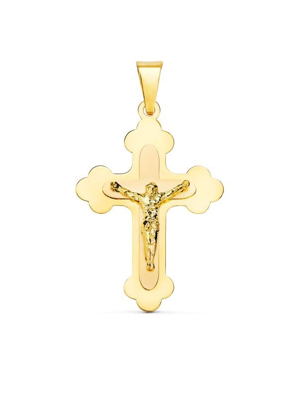 18K CRUZ CON CRISTO EN BRILLO 32X22 MM