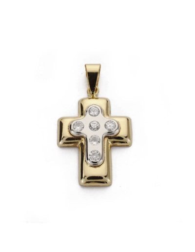 18K CRUZ BICOLOR CON...