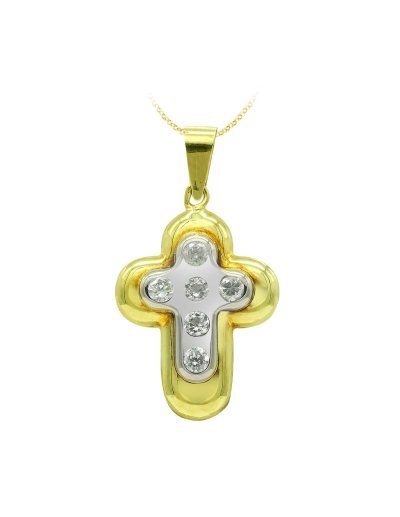 18K CRUZ ORO BICOLOR Y...