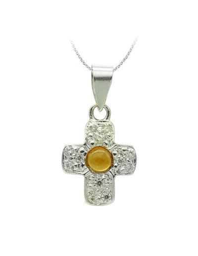 18K CRUZ ORO BLANCO CON...