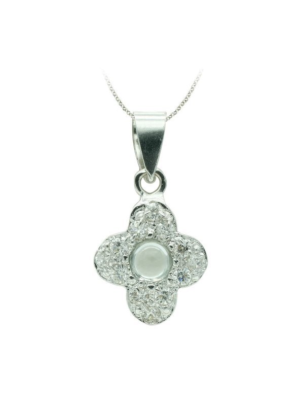 18K CRUZ ORO BLANCO CON CIRCONITAS...