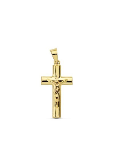 18K CRUZ CRISTO HUECA PALO...