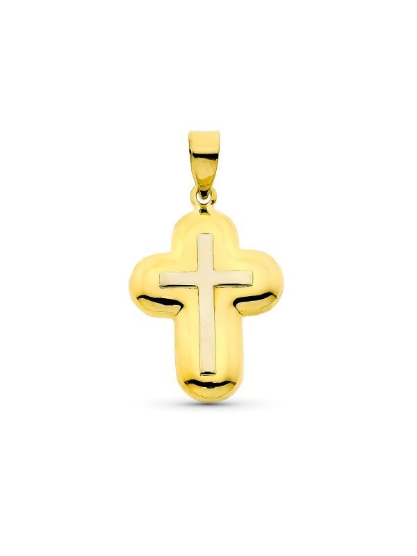 18K CRUZ ORO BICOLOR 22X15 MM