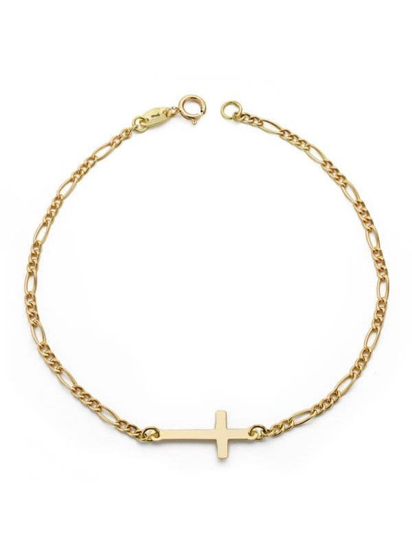 18K PULSERA ORO AMARILLO CRUZ 17 MM...