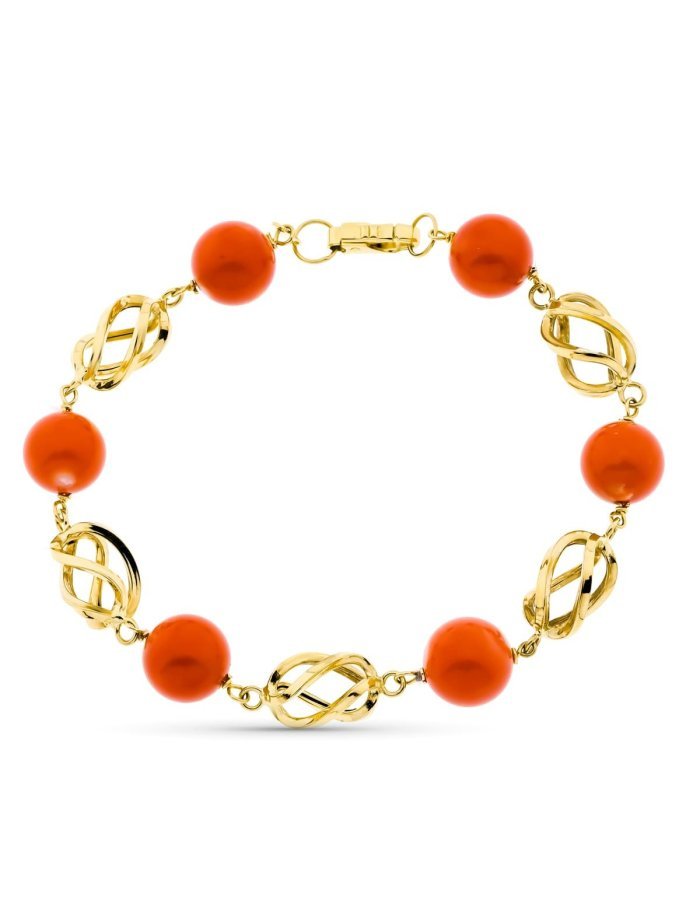 18K PULSERA ORO AMARILLO JAULAS CORAL...