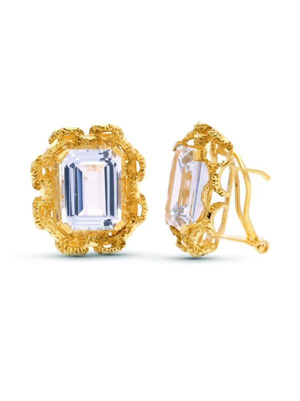 18K PENDIENTES ORO AMARILLO PIEDRA...