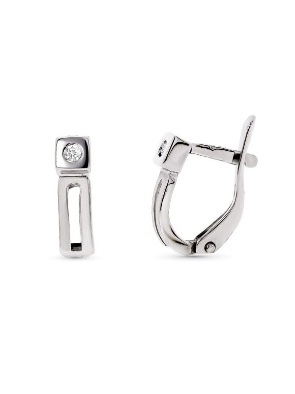 18K PENDIENTES ORO BLANCO CON...