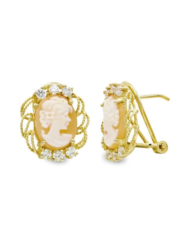 18K PENDIENTES ORO AMARILLO CAMAFEO...