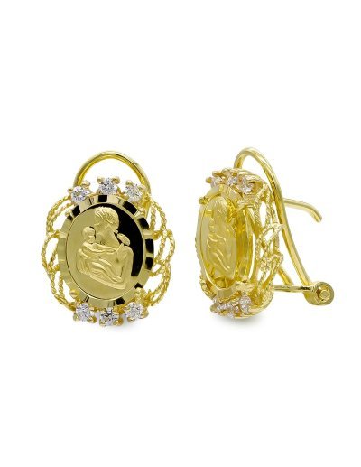 18K PENDIENTES MONEDA MADRE...
