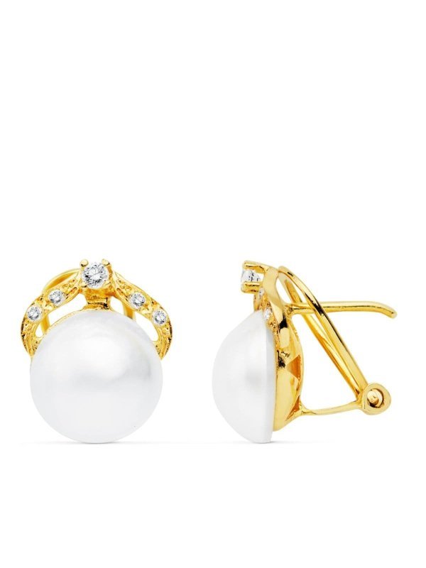 18K PENDIENTES ORO AMARILLO PERLA...