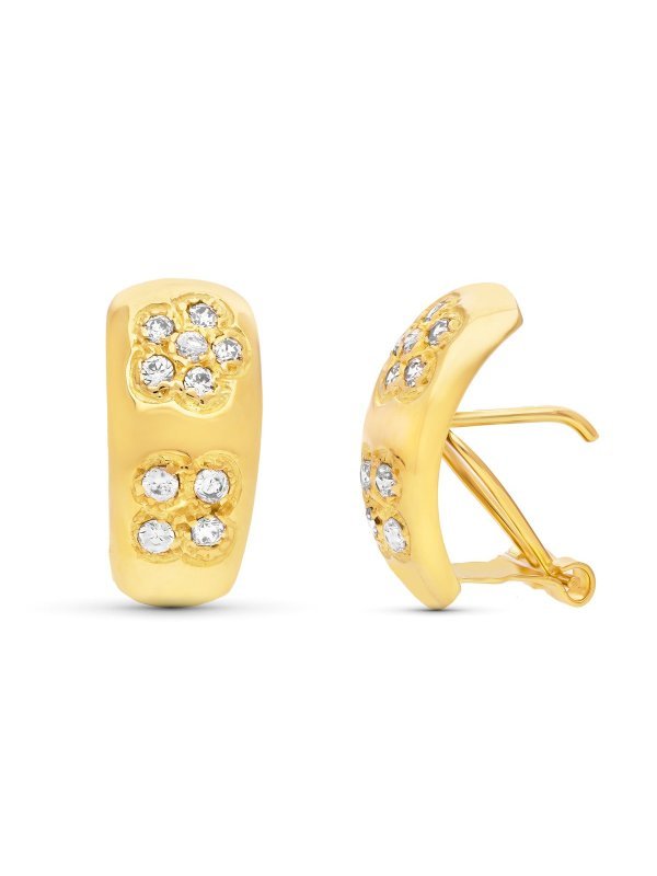 18K PENDIENTES ORO AMARILLO FLORES...