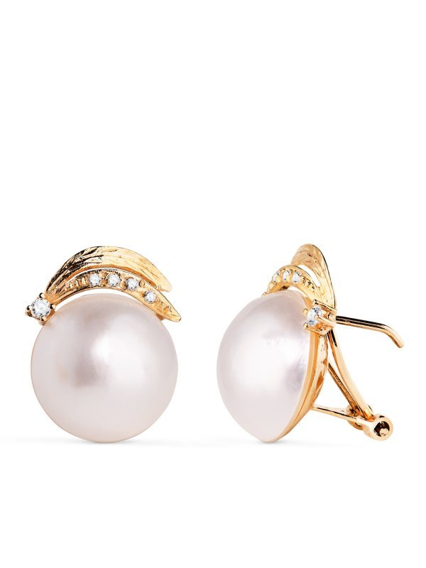 18K PENDIENTES ORO BICOLOR PERLA...