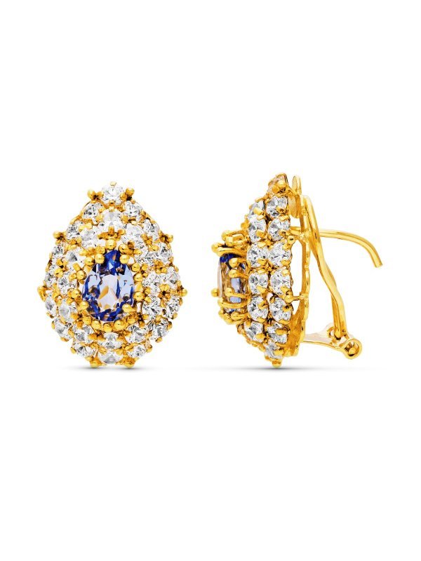 18K PENDIENTES ORO AMARILLO PIEDRA Y...