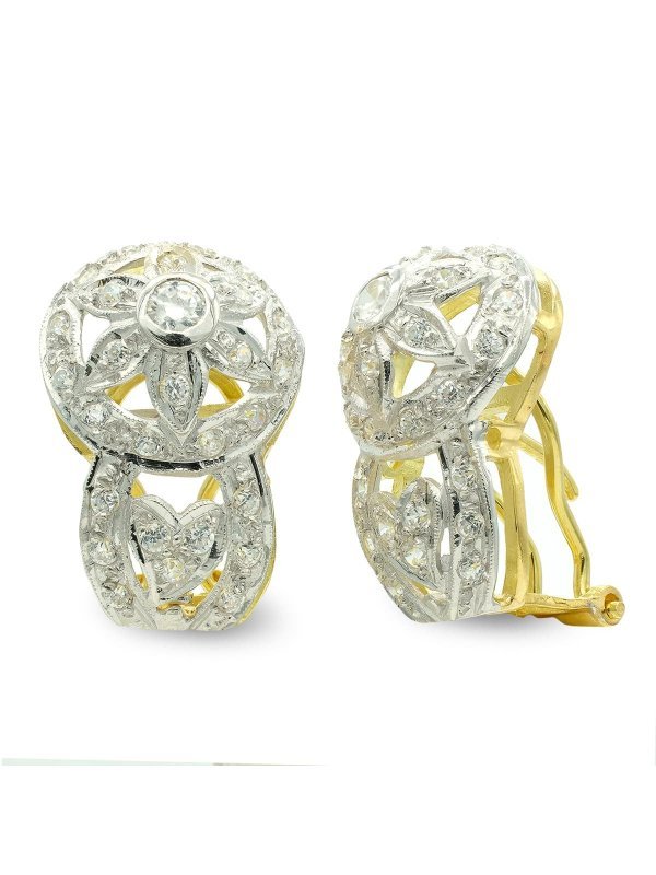 18K PENDIENTES ORO BICOLOR FLOR