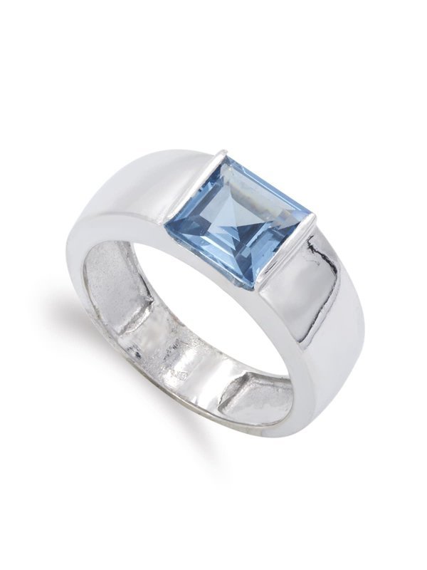 18K SORTIJA ORO BLANCO AGUAMARINA 8 MM