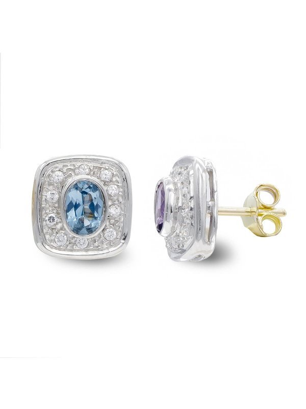 18K PENDIENTES ORO BICOLOR AGUAMARINA...