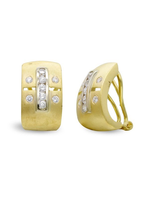 18K PENDIENTES ORO BICOLOR MATE Y...