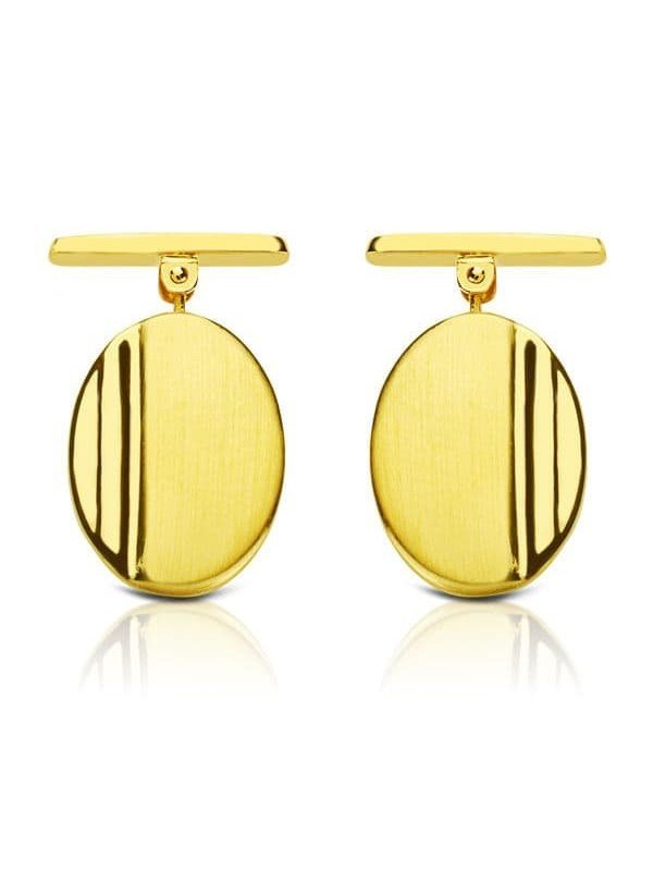 18K GEMELOS ORO AMARILLO OVAL MATE y...
