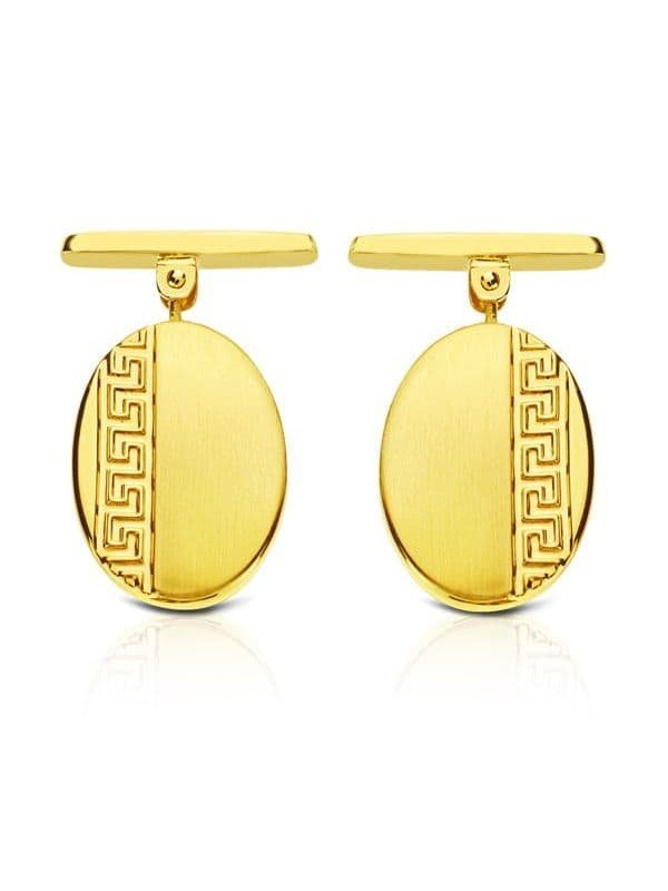 18K GEMELOS ORO AMARILLO OVAL GRECA...