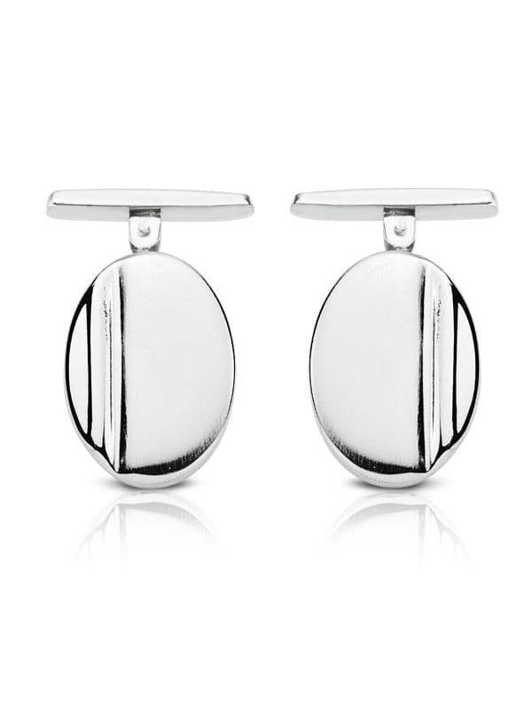 18K GEMELOS ORO BLANCO OVAL MATE y...