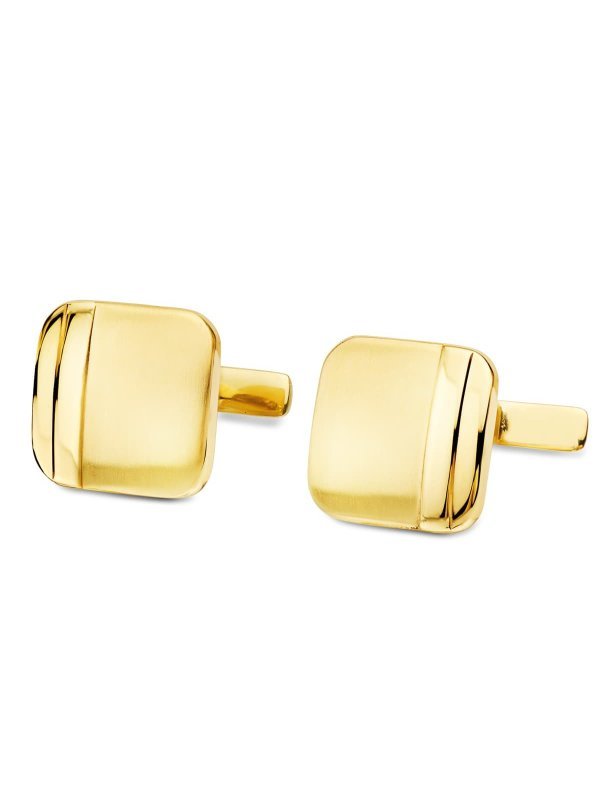 GEMELOS ORO AMARILLO CUADRADOS MATE Y...