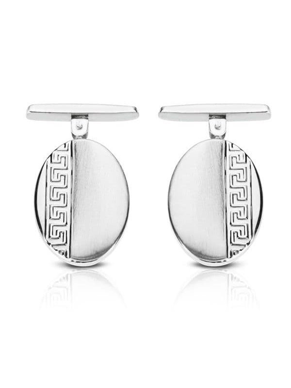 18K GEMELOS ORO BLANCO OVAL GRECA...