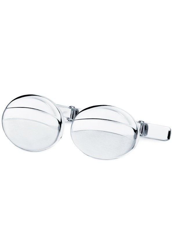 18K GEMELOS ORO BLANCO OVAL MATE Y...
