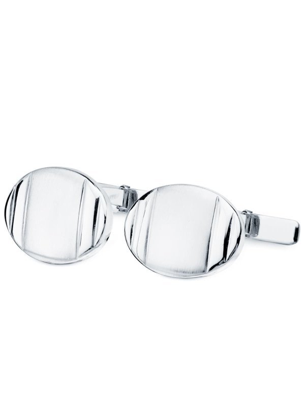 18K GEMELOS ORO BLANCO OVAL MATE Y...