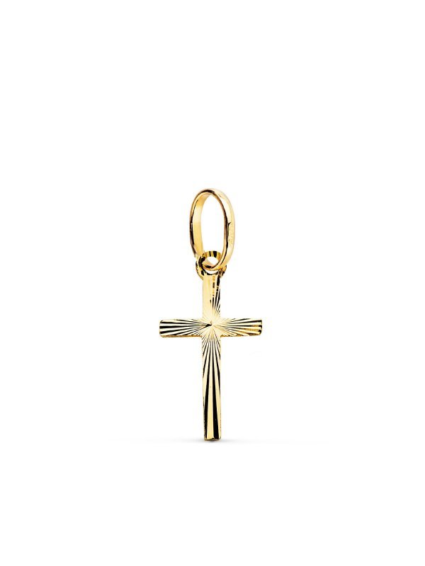 18K CRUZ ORO AMARILLO TALLADA 16X8 MM