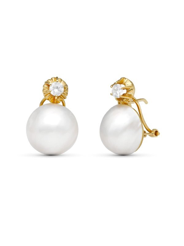 18K PENDIENTES ORO BICOLOR PERLA...