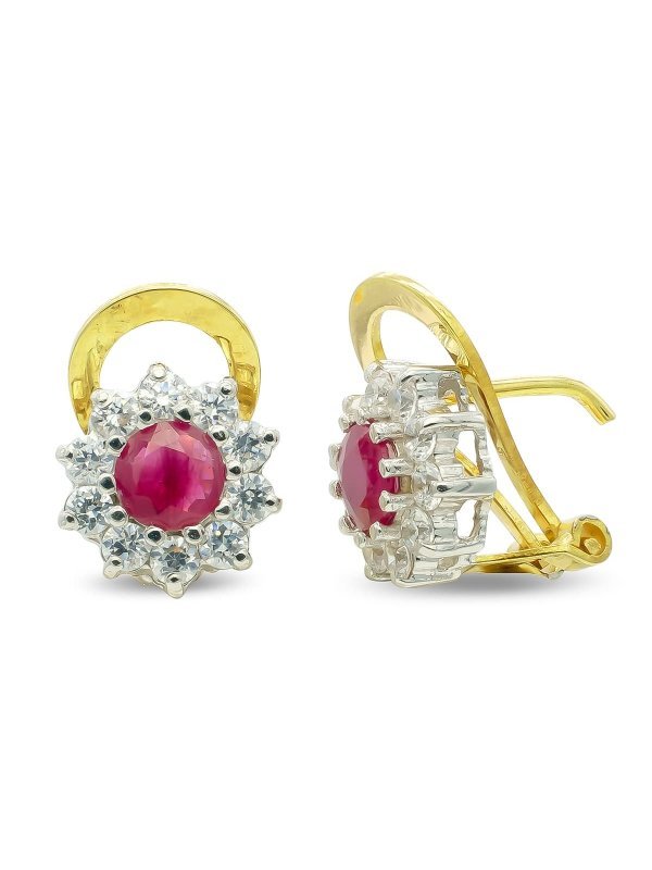 18K PENDIENTES ORO BICOLOR RUBI 5 MM...