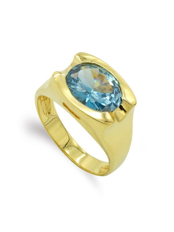 18K SORTIJA ORO AMARILLO PIEDRA COLOR