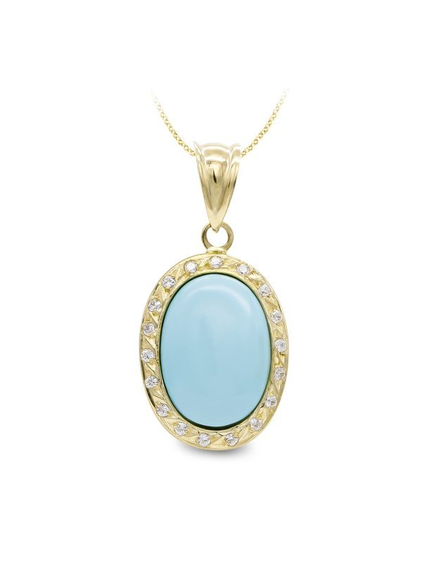 18K COLGANTE ORO AMARILLO TURQUESA...