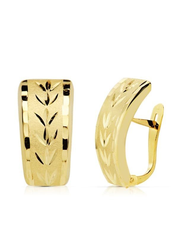 18K PENDIENTES LAPIDADOS 19X10 MM