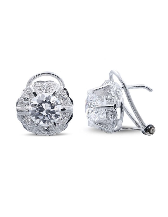 18K PENDIENTES ORO BLANCO CON...