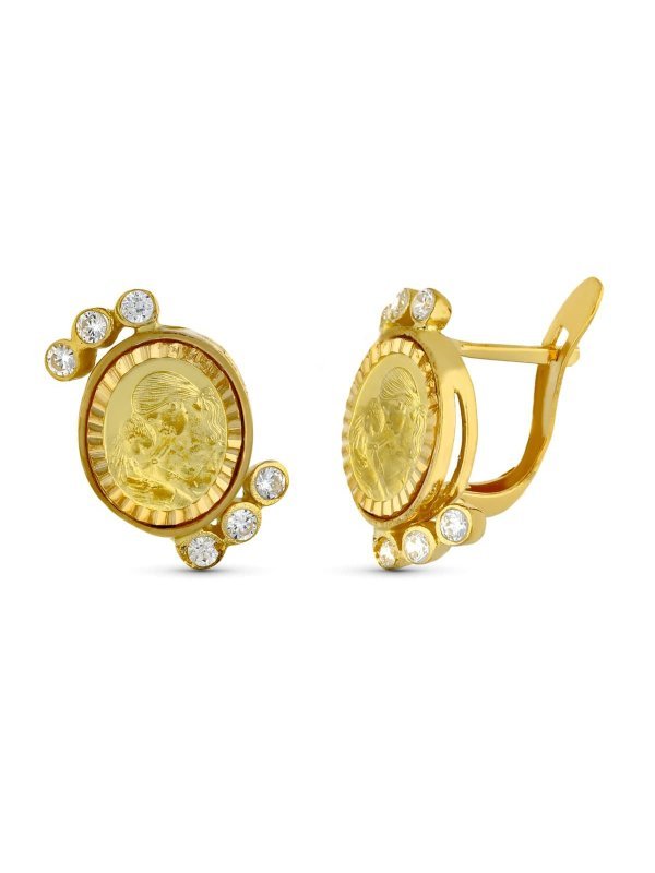 18K PENDIENTES ORO AMARILLO MADRE Y...