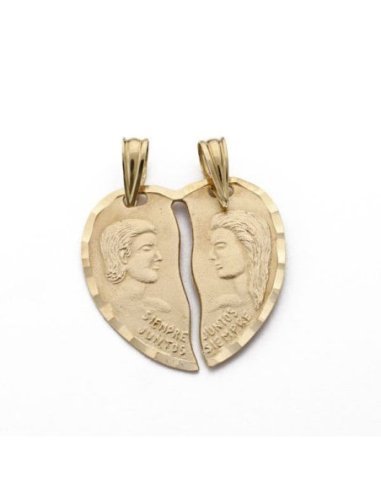 18K COLGANTE CORAZON PAREJA 20X20 MM