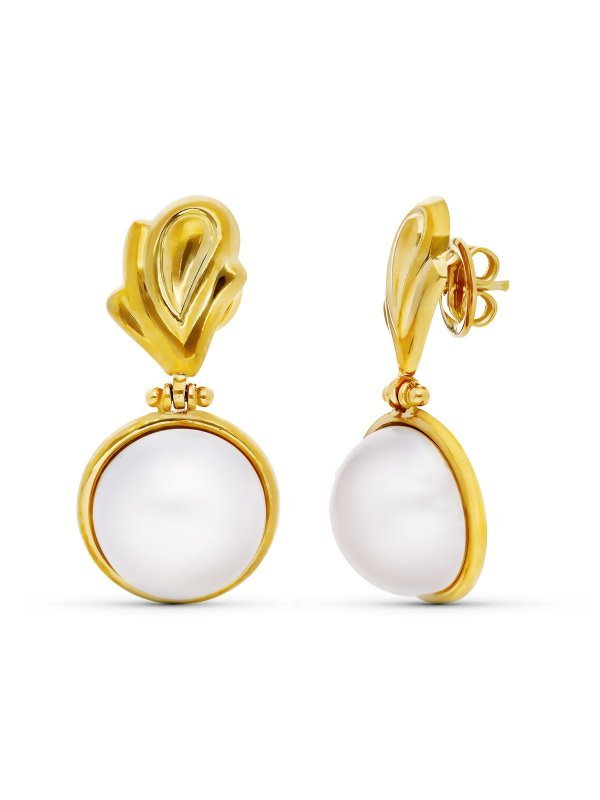 18K PENDIENTES ORO AMARILLO PERLA...